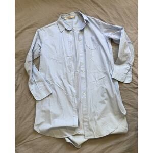 ZARA TRAFALUC Collection Women's Light Blue Pin Stripped Button Down Shirt